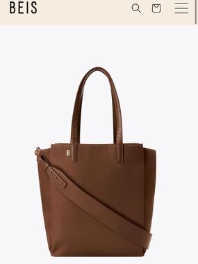 BEIS Chocolate Brown Tote with Detachable Strap